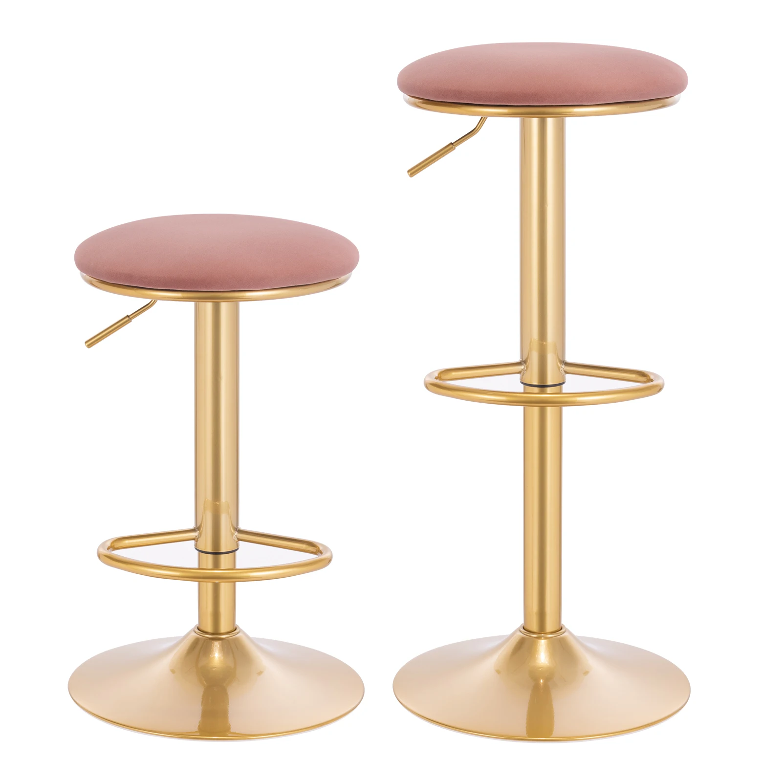 WOLTU 2 Stück ergonomische Barhocker mit Fußstütze 360 ° Drehbarer Esszimmerhocker, höhenverstellbarer Thekenhocker für Küche, Bistro, Café Image