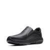 Slipper CLARKS "ClarksPro Step", Herren, Gr. 43, schwarz (schwarz leather), Leder, casual, Schuhe, Slip-On Sneaker, Schlupfschuh, Komfortschuh mit Gummizug