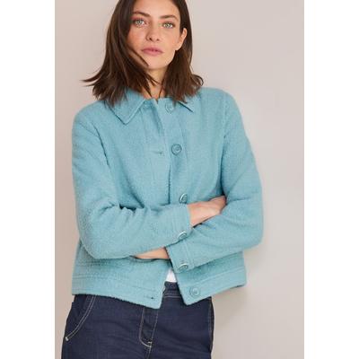 Wolljacke CECIL, Damen, Gr. XL (44), blau (strong mint), Web, Obermaterial: 100% Polyester, unifarben, casual, regular fit taillenbedeckt, Langarm Manschette, Jacken, in Woll-Optik Image