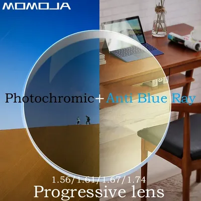 MOMOJA 1.56/1.61/1.67/1.74 HD Anti-scratch Anti-reflection Anti-blue Photochromic Wide Field of View