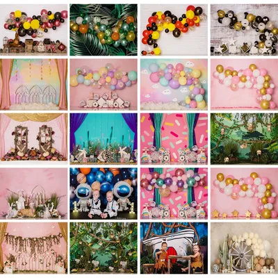 Balloons Birthday Backdrops Kids cake Smash Props Baby Child Photocall Decors Undersea Jungle Theme
