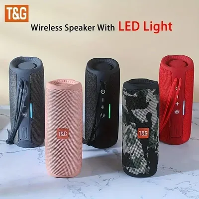 T&G TG365 Portable Bluetooth Speaker Dual Bass LED Wireless Subwoofer Waterproof Outdoor Boombox FM