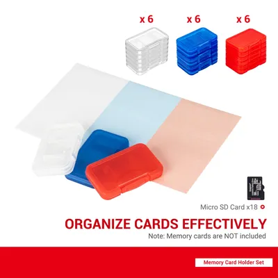 18 PCS Independent 3 Colors Clear MSD Card Holder for TF Micro SD Micro SDXC Micro SDHC Cards