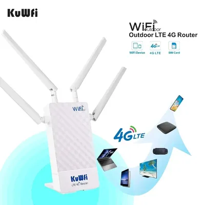 KuWFi 4G CPE Outdoor Router 300Mbps Wifi Router External Antenna Support Port Filtering DMZ MAC IP