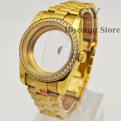 NH35 Watch Case 36mm/39mm Diamond Glad Stainless Steel Sapphire Glass Fit NH35 NH36 ETA2824 PT5000