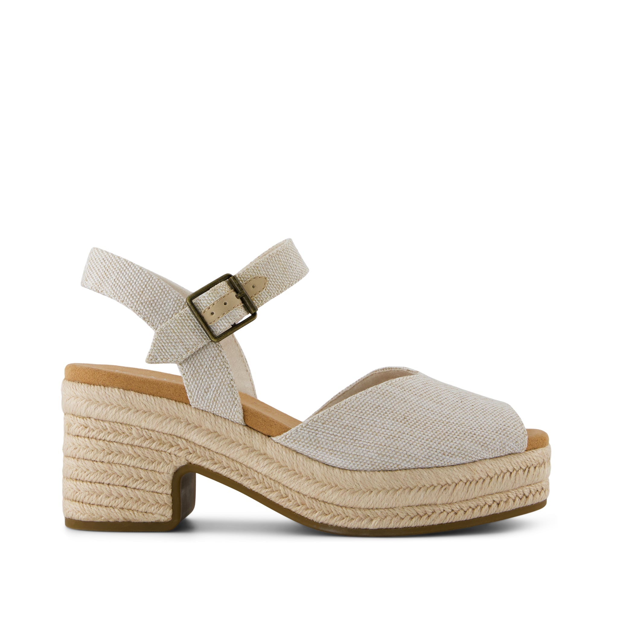 Women's Isla Peep Toe Heeled Sandal Yarn Dye Slip On | Natural | Size 9 | TOMS Official Site - Shoes, Accessories, & Apparel