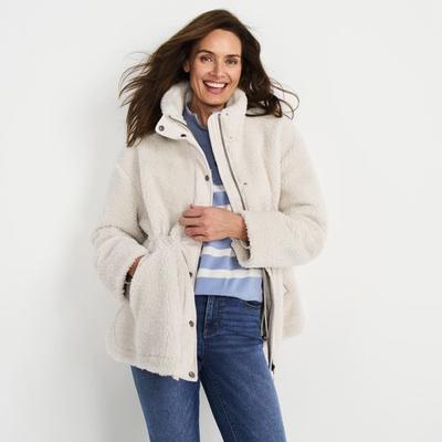 Cinch-waist Sherpa Fleece Jacket, Women, size: 8, petite, Misc, Polyester, by Lands' End
