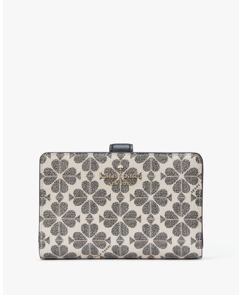 Kate Spade Womens Flower Pvc Medium Compact Bifold Wallet - Black - One Size | Kate Spade Sale | Discount Designer Brands