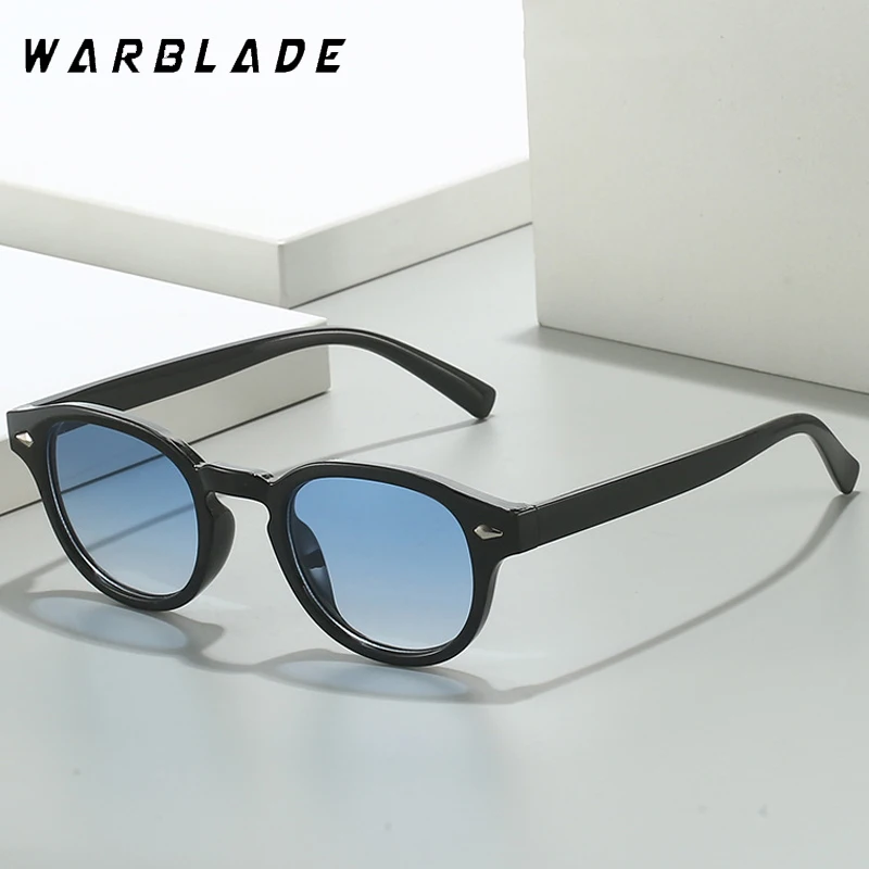 Einfache Vintage Runde Sonnenbrille Frauen Männer 2025, Luxus Marke Design Retro Niet Gelb Blau Objektiv Quadrat Sonnenbrille Weibliche UV400