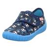 Hausschuh SUPERFIT "BILL WMS: Mittel", Kinder, Gr. 27, dunkelblau kombiniert fußball, Baumwolle, bedruckt, casual, Schuhe, Kindergartenschuh mit Fußballlogo, Größenschablone zum Download