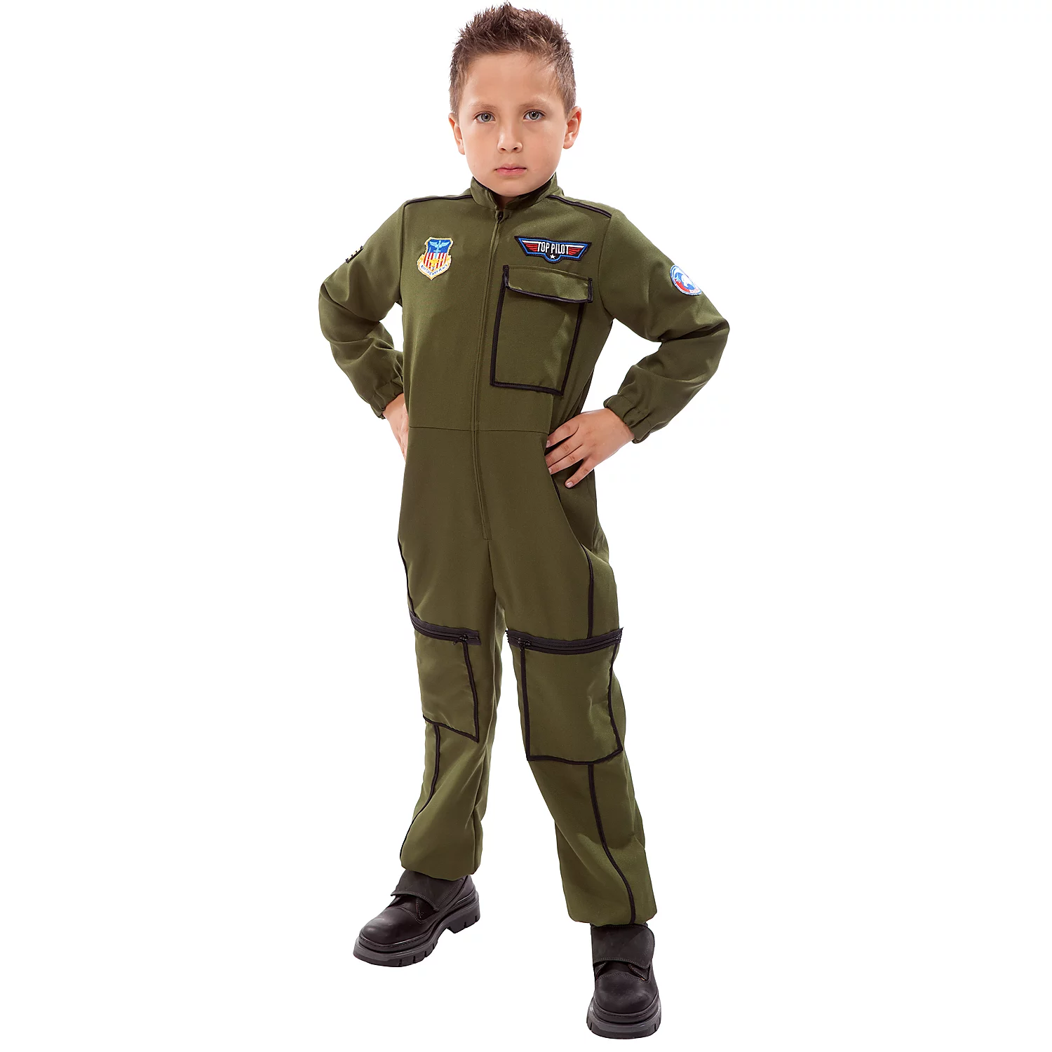 Combinaison "pilote de chasse" pour enfants, olive