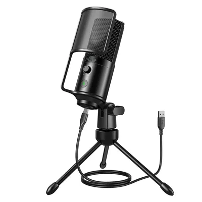 FIFINE USB Streaming Microphone with Pop Filter,Condenser Mic Set with Tap-to-Mute&Vol Control for