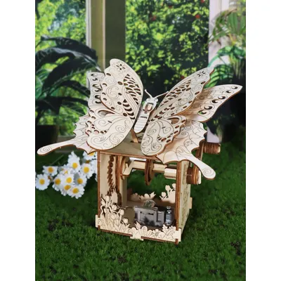 3d Wooden Puzzle Hand Butterfly Music Box You Are My Sunshine Handmade Assembly Model Kit Holidays