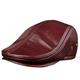 SYXSM Men's Leather Flat Cap,leather hat, Newsboy Cap, leather newsboy hat, Ivy Hats,Warm Ear Protection Cap,100% Genuine Leather hat Leisure,burgundy,L