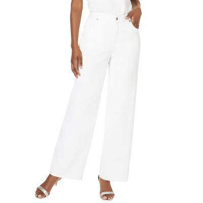 Plus Size Women's Invisible Stretch® Iconic Wide Leg Jean by Denim 24/7 by Roamans in White Denim (Size 26 WP)