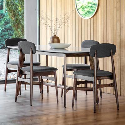 Dhuburi Marble & Walnut Dining Table (Seats 4-6)