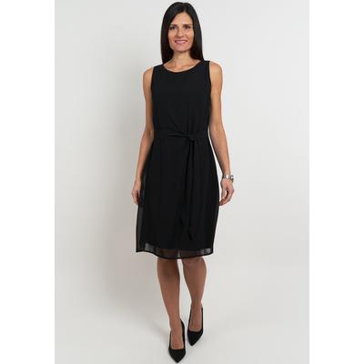 Chiffonkleid SEIDEL MODEN, Damen, Gr. 44, N-Gr, schwarz, Web, Obermaterial: 100% Polyester. Futter: 95% Viskose, 5% Elasthan, unifarben, casual, normal knielang, Rundhals, Kleider, mit Stoffgürtel, MADE IN GERMANY Image