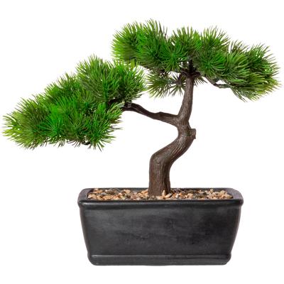 Kunstbonsai CREATIV GREEN "Bonsai Lärche", grün, B:25cm H:23cm T:12cm, Kunststoff, Kunstpflanzen