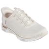 Slip-On Sneaker SKECHERS "GLIDE-STEP GRATIFY-PACE", Damen, Gr. 42, beige (natur, goldfarben), Textil, casual, Schuhe, Schlupfschuh, Komfortschuh mit elastischer Schnürung, Topseller