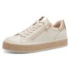 Plateausneaker MARCO TOZZI, Damen, Gr. 37, beige (creme kombiniert), Lederimitat, metallic, sportlich, Schuhe, Freizeitschuh, Halbschuh, Schnürschuh mit Außenreißverschluss