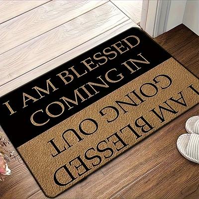"TEMU 1pc Inspirational Doormat - "i Décor" | Polyester, Non-slip Entryway Mat For Living Room, Bathroom, Kitchen | Indoor/outdoor Use | Elegant Black And , Washable Area" Image