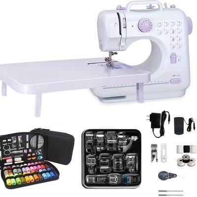 TEMU 505a 12 Stitches Electric Sewing Machine Mini Household Double Thread Sewing Machine Eu 220v, For Professional Beginner Diy Begeister Sewing Machine (sewing Machine+97 Sewing 11 Presser Foot)