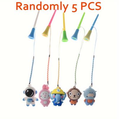 TEMU 5pcs Golf Rubber Tee With Pvc Cartoon Pattern Golf Ball Holder With Handmade Rope Prevent Loss Golf Accessories Golf Gift