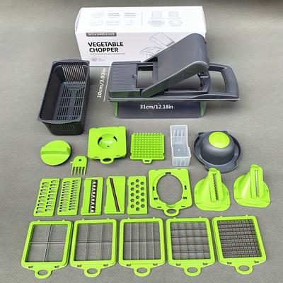 TEMU Multifunctional 22-in-1 Vegetable Cutter, Dicer, Food Chopper, Onion Chopper, Vegetable , , Vegetable With 12 Blades, Vegetable Filter Basket, Salad Dicer, Garlic Container Cutter Image