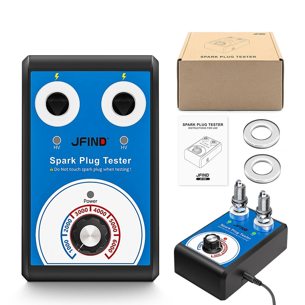 JFIND JF109 Car Spark Plug Tester Double Hole Diagnostic Tool 110V 220V to 12V Automotive Detector Ignition Analyzer Tools Image