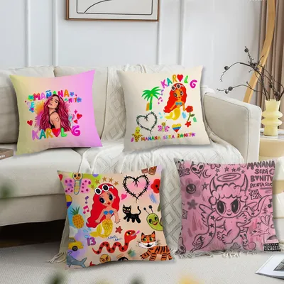 K-Karol G Lustiger M-Manana Sera Bonito Bequemer weicher Kissenbezug für Sofa, Wohnzimmer, Heimbüro, Image