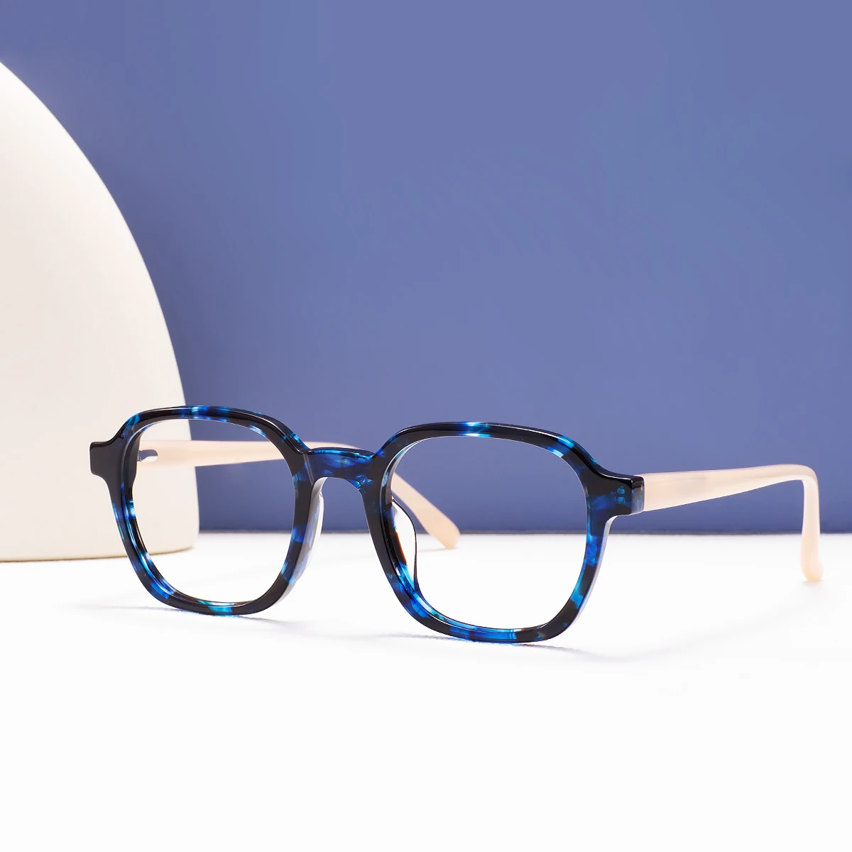 Quadratische Acetat-Brille für Herren und Damen, stilvolles, rechteckiges, klassisches Brillengestell mit Federscharnier für verschreibungspflichtige Gläser Image