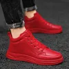 Luxus männer Rote High Top Sneakers PU Leder Casual Schuhe Männer Flache Designer Schuhe Atmungs Hip Hop Sport Schuhe für mann