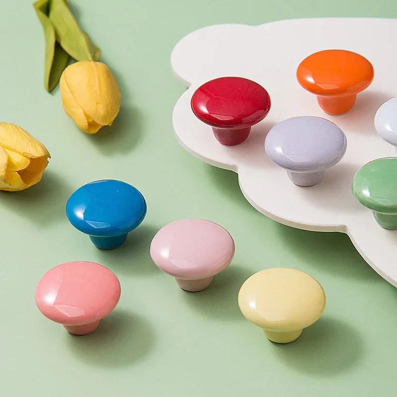 Bonbon Farbe Knöpfe Keramik Schublade Knöpfe Schrank zieht runde Möbel Küchen griff Möbel Griff für Kinderzimmer Hardware