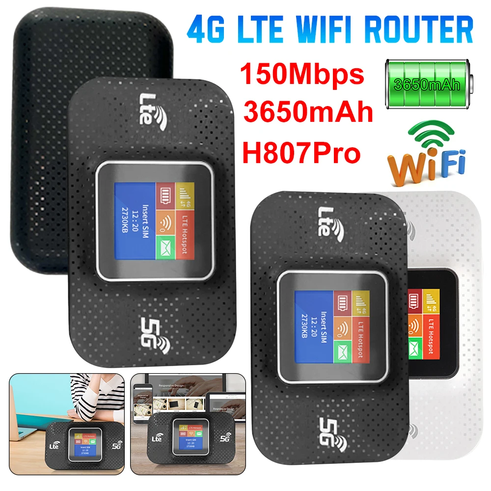 H807 Pro Für Auto 4G LTE WiFi Repeater 3650/2100 mAh High-Speed Modem Hotspot Sharing Mobile WiFi Router SIM Karte Slot WIFI Router Image