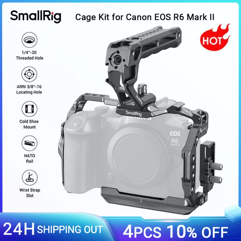 SmallRig R6 Mark II Kamerakäfig-Set für Canon EOS R6 Mark II mit Kabelklemme mit oberem Griff Arca-Swiss Schnellwechselplatte -5197 Image