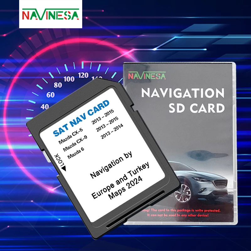 SD-Navi-Karte Europa UK Türkei-Karte für Mazda 6 CX5 CX9 Auto 2024 Navigation 8 GB Sat Nav mit Antibeschlag-Rückfahr-GPS