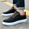 Modische Canvas-Herren-Sneaker, schwarze Sping-Schuhe zum Schnüren, 2025, klassische, lässige, vulkanisierte Schuhe, Größe 47–48, Herren-Frühlings-Sportschuhe