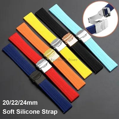 Weiche Silikonbänder Schnellverschluss Smartwatch Band Männer Frauen Faltschließe Gummiarmbänder Image