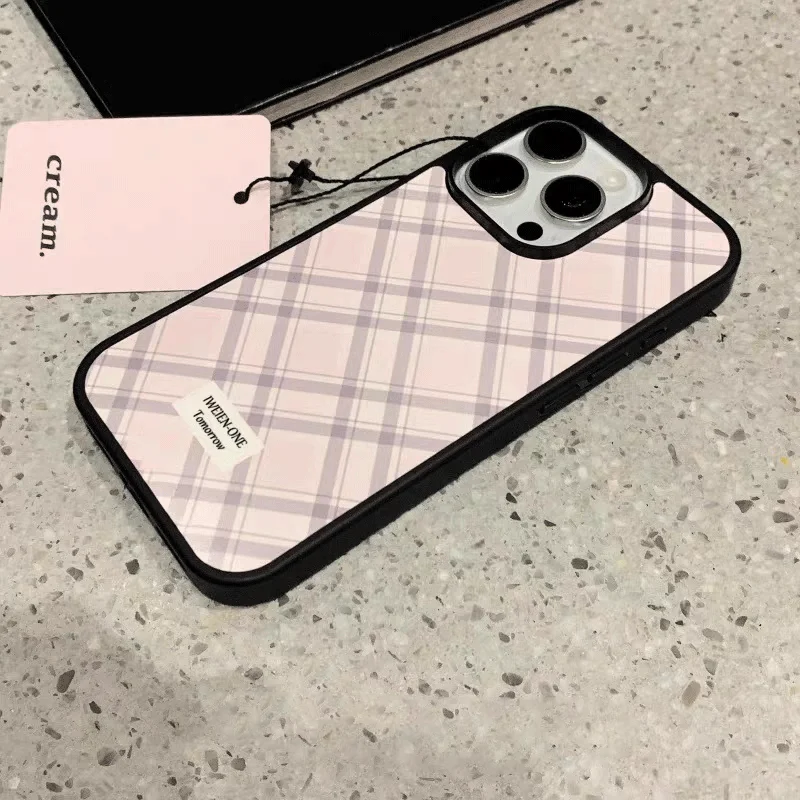 Coque de téléphone à grille rose mignonne, coques de téléphone Y2K, iPhone 16 Pro Max, iPhone 15 Pro, iPhone 14, iPhone 13, iPhone 12, iPhone 11 Pro, iPhone X, iPhone XR, iPhone XS Max, iPhone Mini 7,
