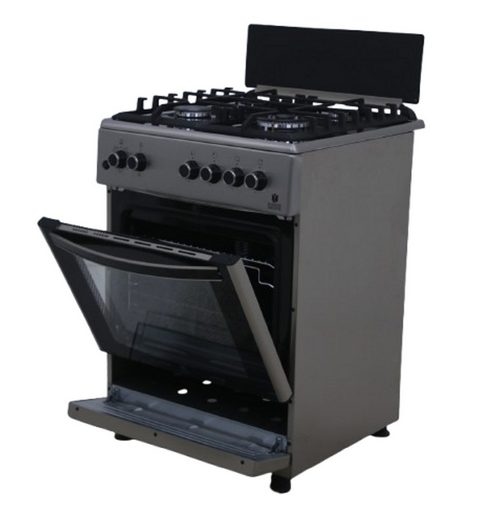 Gasline Gas Standherd SHGG6060KGGX 60cm Edehlstahl Gasbackofen mit Thermostat, 4 flammig WOK Brenner, Grill und Umluft Erdgas LPG Image