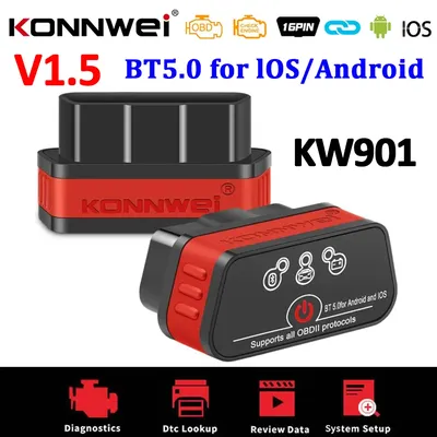 KONNWEI KW901 Bluetooth 5.0 Code Reader ELM327 V1.5 OBD OBD2 Car Diagnostic Tool ELM 327 V1 5 for
