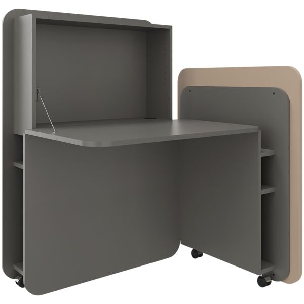 fm Büromöbel Sekretär »FLATup« rechts öffnend basaltfarben beige, 107x126x91 cm