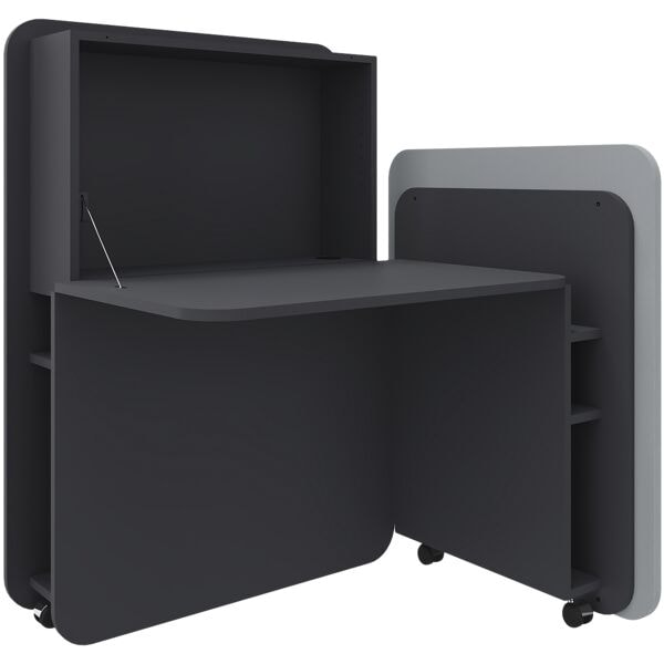 fm Büromöbel Sekretär »FLATup« rechts öffnend graphitfarben blau, 107x126x91 cm