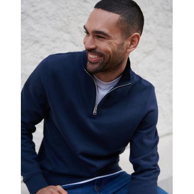 Threadbare Men's Navy Mock T-Shirt Quarter Zip Sweatshirt