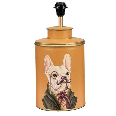 Boston Terrier Design Mustard Hand Painted Metal Table Lamp Base