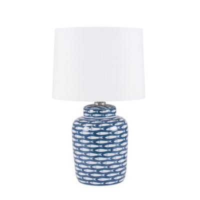 Ceramic Classic Blue and White Fish Print Table Lamp