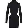 Shirtkleid URBAN CLASSICS "Urban Classics Ladies Cut Out Mini Dress", Damen, Gr. M, US-Größen, schwarz, 60% Baumwolle, 40% Polyester, unifarben, klassisch, skinny fit, Rundhals, Langarm, Kleider