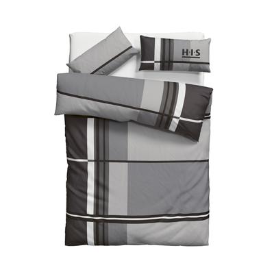 Bettwäsche H.I.S "Cassia", grau, B/L: 135cm x 200cm, , Linon, B/L: 40cm x 80cm, Linon, Obermaterial: 100% Baumwolle, Bettwäsche, in sportlichem Karo Design,Bettwäsche aus Baumwolle,ab Gr. 135x200 cm Image