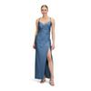 Abendkleid VERA MONT "Vera Mont Damen Abendkleid figurbetont", Damen, Gr. 38, Normalgrößen, blau (hushed blau), Jersey, Obermaterial: 82% Polyamid, 18% Elasthan. Futter: 100% Polyester., elegant, figurbetont lang, V-Ausschnitt, ohne Ärmel, Kleider,...