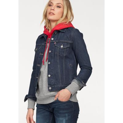 Jeansjacke LEVI'S "Original Trucker", Damen, Gr. XL (42), blau (dunkelblau, washed), Denim/Jeans, Obermaterial: 100% Baumwolle, Abriebeffekte, casual, figurbetont kurz, Langarm 1-Knopf-Manschette mit Schlitz, Jacken, FRESH COLLECTION Image